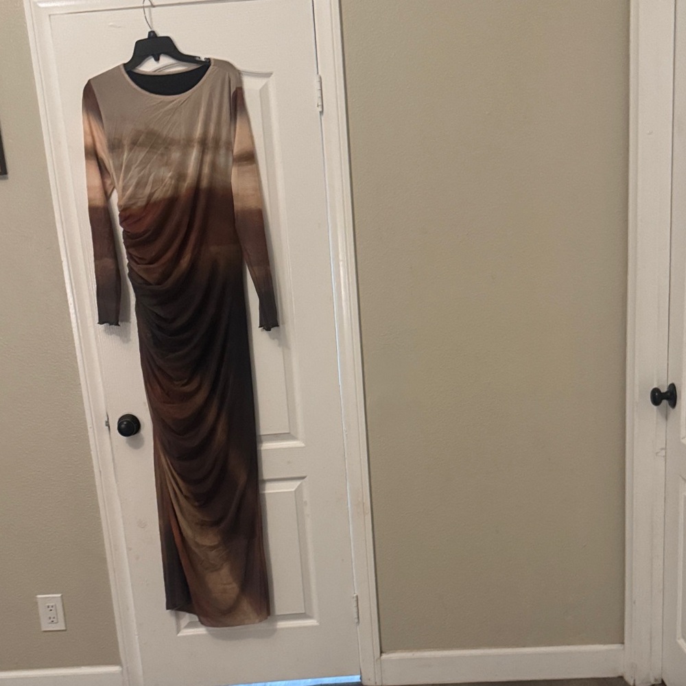 SHEIN Brown Ombre Long Sleeve Dress